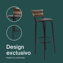 Ver imagem 4 de Kit 6 Banquetas 80cm para Balcão Ilha Bancada Área Gourmet Encosto em Junco Banco Itagold