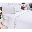 Ver imagem 7 de Jogo Lençol Atenas Quarto Casal Padrão Bordado 4 Peças 2fronha Cor:branco com Cinza