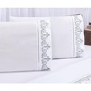 Ver imagem 5 de Jogo Lençol Atenas Quarto Casal Padrão Bordado 4 Peças 2fronha Cor:branco com Cinza