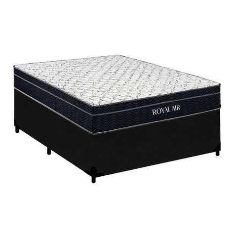 Cama Box Casal Royal Air Pillow Top Molas Ensacadas Suede Preto Royal