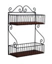 Ver imagem 4 de Fruteira de Parede Madeira Ferro Cesto Dupla 40 Cm Suporte Cozinha Arabescos