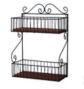 Ver imagem 3 de Fruteira de Parede Madeira Ferro Cesto Dupla 40 Cm Suporte Cozinha Arabescos