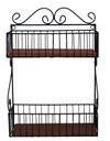 Ver imagem 1 de Fruteira de Parede Madeira Ferro Cesto Dupla 40 Cm Suporte Cozinha Arabescos