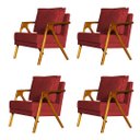 Ver imagem 1 de Kit 4 Poltronas Cadeira Marilia Recepção - Veludo Vermelho