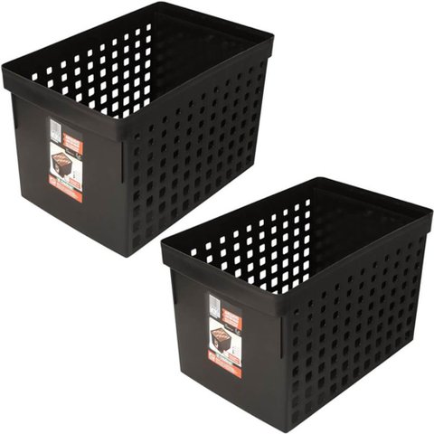 2 Caixas Organizadoras 42x27cm Escritório Arquivo Morto para Pastas Suspensas e Furação Ordene