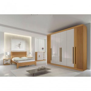 Guarda Roupa da Vinci Plus Ripado 6 Portas 100% Mdf - Cinamomo Off White