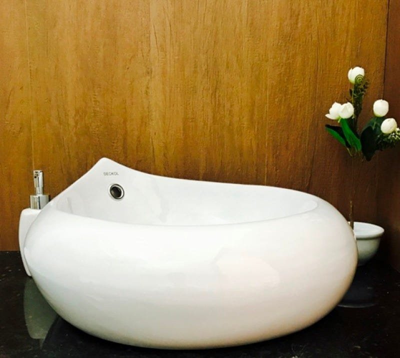 Kit com cuba de louça gota ,válvula cromada,sifão - 6