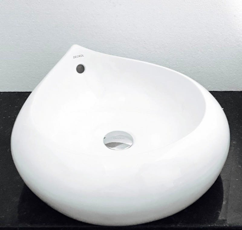 Kit com cuba de louça gota ,válvula cromada,sifão - 1