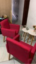 Ver imagem 5 de Poltrona para Quarto Infantil Tecido Suede Resistente Espaço Pequeno Pés de Madeira Estudo