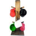 Ver imagem 1 de Suporte Rústico com 6 Canecas de Café em Alumínio Esmaltadas - Coloridas