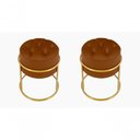 Ver imagem 1 de Kit 2 Puff Banqueta Estofado Decorativo Base de Ferro Capitonê Suede Terra Cota do Lar Móveis e
