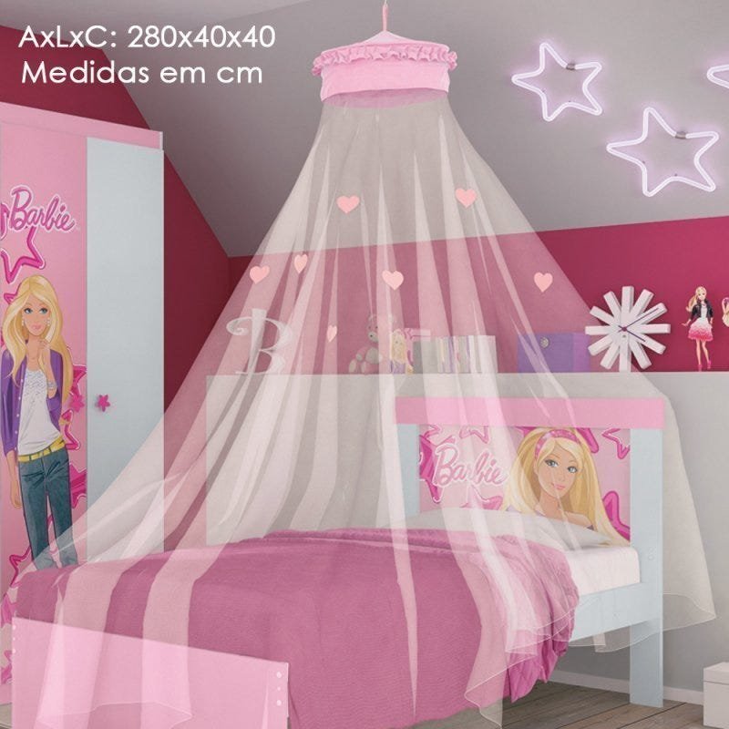 Cama Barbie Star Com Dossel - Pura Magia - Rosa