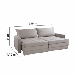 Sofá Cama Retátil e Reclinável Captiva Tecido Linho Cinza 1,84 M - 4