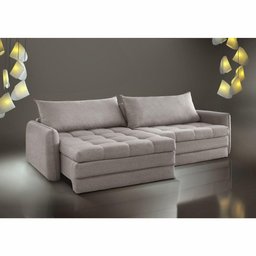 Sofá Cama Retátil e Reclinável Captiva Tecido Linho Cinza 1,84 M - 2
