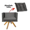 Kit 02 Poltrona Cadeira Kim Luxo Confort Giratória Caramelo Com almofada Solta Corino Cinza - Ahazzo - 3