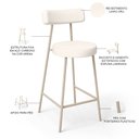 Ver imagem 4 de Kit 03 Banquetas Baixa Cozinha Sala Jantar Bancada Milão Arena L02 Linho Cru - lyam decor