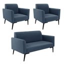 Ver imagem 1 de Sofá Namoradeira com 2 Poltronas Pés Villach Marisa Suede D03 - D'Rossi Azul Marinho