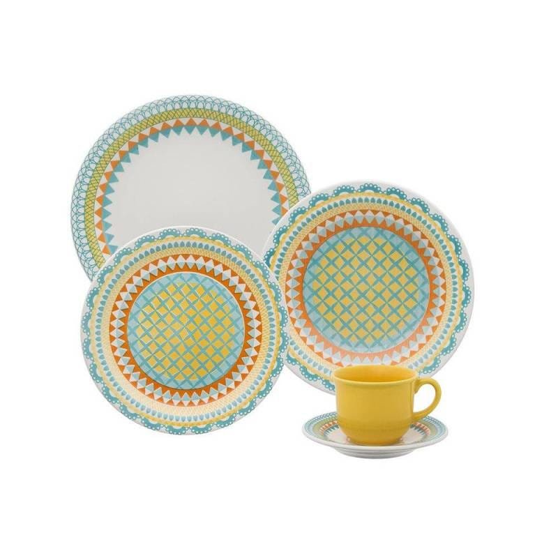 Conjunto de Jantar e Chá Floreal Bilro Cerâmica 20 Peças Jm38-6770 - Daily - 2