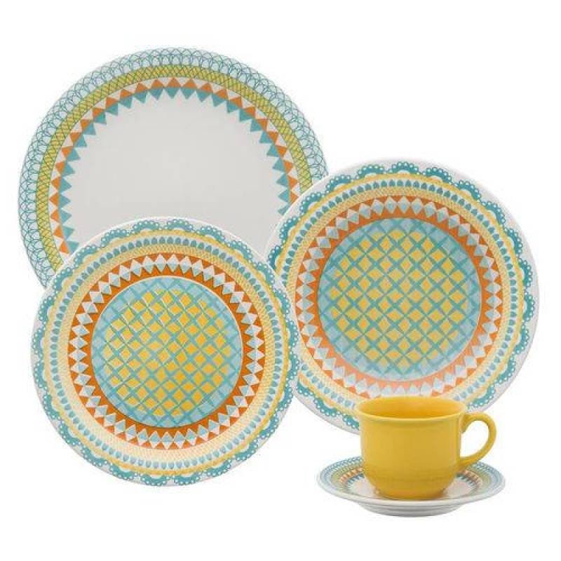 Conjunto de Jantar e Chá Floreal Bilro Cerâmica 20 Peças Jm38-6770 - Daily - 1