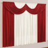 Cortina para Sala 3,00m x 2,80m Paris Malha Vermelho e Palha - 1