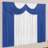 Cortina para Sala 4,00m x 2,80m Paris Malha Azul e Branco - 1