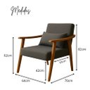 Ver imagem 3 de Poltrona Aurora Linho com Almofada Estofada Decorativa Recepção de Escritório Confortável:azul Marin