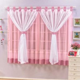 Cortina Infantil 3,00m x 2,80m para Quarto de Menina Rosa - 1