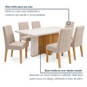 Ver imagem 6 de Conjunto Sala de Jantar 6 Lugares Retangular Tampo Vidro/MDF 170cm Mesa Astrid com Cadeiras Luar Bege Amêndoa Clean/Off White/Rinzai Bege