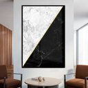Ver imagem 1 de Quadro Decorativo Geométrico Mármore Branco e Preto em Moldura Caixa Tacolado Moldura Trad 1cm Preta