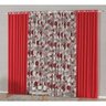 Cortina para Sala 3,00m x 2,60m com Malha Estampada Vermelho - 1