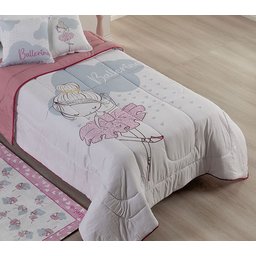 Kit Edredom Solteiro Infantil Menina 5 Peças Bailarina Juvenil Hipercal 400 Fios - 2