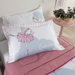 Kit Edredom Solteiro Infantil Menina 5 Peças Bailarina Juvenil Hipercal 400 Fios - 7