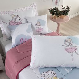 Kit Edredom Solteiro Infantil Menina 5 Peças Bailarina Juvenil Hipercal 400 Fios - 6
