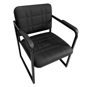 Cadeira Office Recepção Salão Clínica Base de Ferro Corino Preto