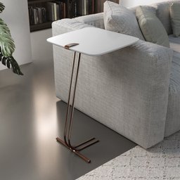 Mesa L50 Lateral Aproximação Sofá Branca Base Café - 2