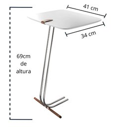 Mesa L50 Lateral Aproximação Sofá Branca Base Café - 3