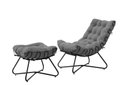 Ver imagem 2 de Poltrona Costela Luxo com Puff Eva Metal Preto Veludo Cinza