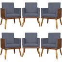 Ver imagem 1 de Kit 6 Poltronas Decorativas para Escritório Lis Corino e Suede Cores Pé 30cm