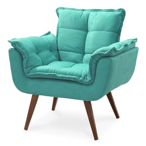 Poltrona Decorativa Sala Recepção Escritório Opala 1 Lugar Azul Tiffany