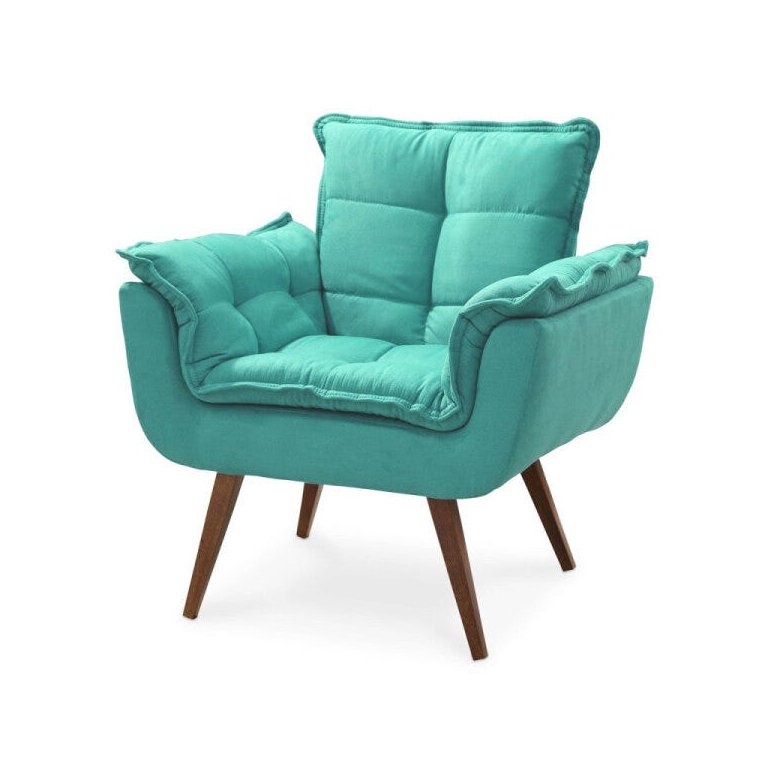 Poltrona Decorativa Sala Recepção Escritório Opala 1 Lugar Azul Tiffany