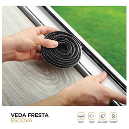 Veda Frestas Escova 5 x 7mm Comfort Door 5 Metros Cinza - 6