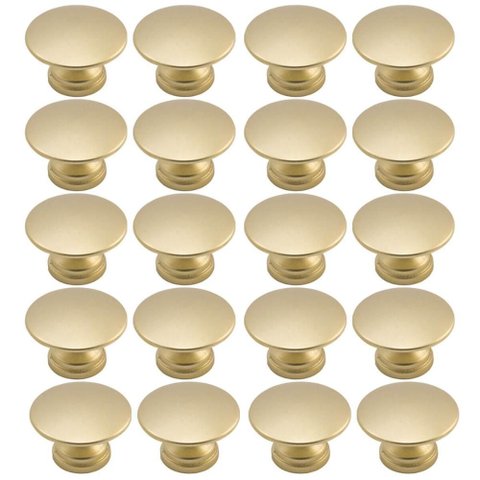Kit 20 Puxadores Móveis Botão Ponto Dourado 3x2cm Redondo Zamac Tucson Torralba
