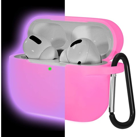 Lerobo Capa de Silicone Glow Noturno para AirPods Pro, Proteção Completa com Mosquetão, LED Frontal 