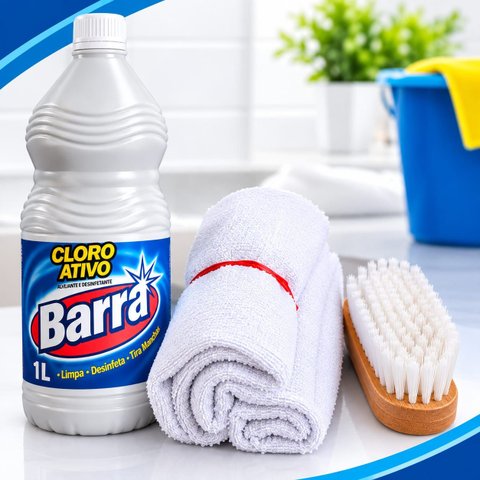 Kit Limpeza Completo – Cloro Ativo Barra 1L +3 Pano + Escova