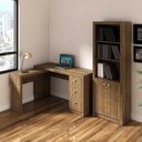Ver imagem 1 de Kit para Escritório com 1 Mesa em L e 1 Estante 2 Portas Cor:nogal