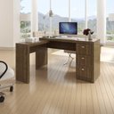 Ver imagem 2 de Kit para Escritório com 1 Mesa em L e 1 Estante 2 Portas Cor:nogal