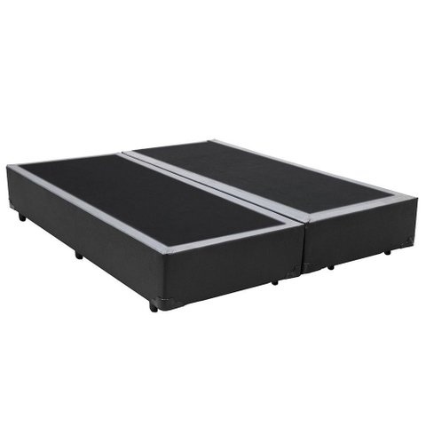 Cama Box Queen Bipartido King Design Sintético Cinza 158x198x40