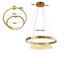 Ver imagem 3 de Lustre Pendente 2 Aneis Arco Cristal Dourado Luminaria 52w Led Iluminaçao Ambiente Sala de Estar