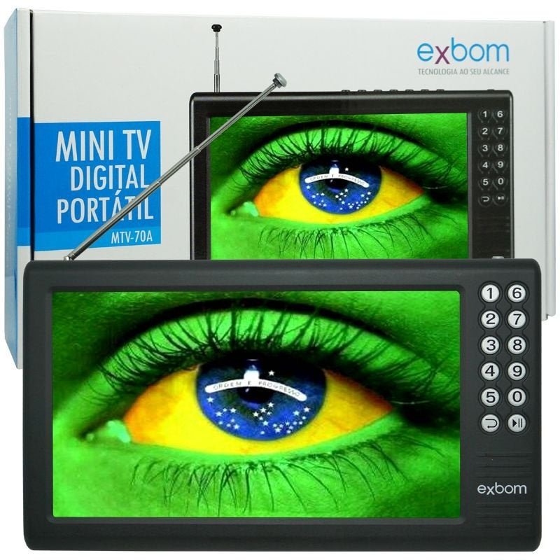 Mini TV Digital Portátil Hd Tela 7.0 Polegadas USB SD Rádio Fm Isdb-T Monitor Exbom MTV-70A - 1