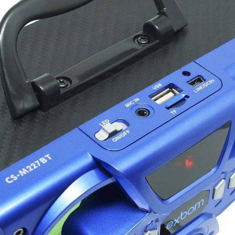 Mini Caixa Som Bluetooth Amplificada Mp3 Fm USB SD Azul 10W Rms Exbom Cs-M227Bt - 3